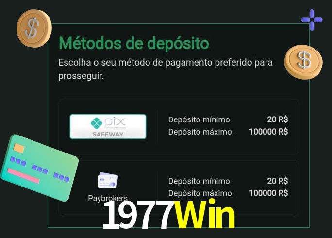 O cassino 1977Win oferece uma grande variedade de métodos de pagamento